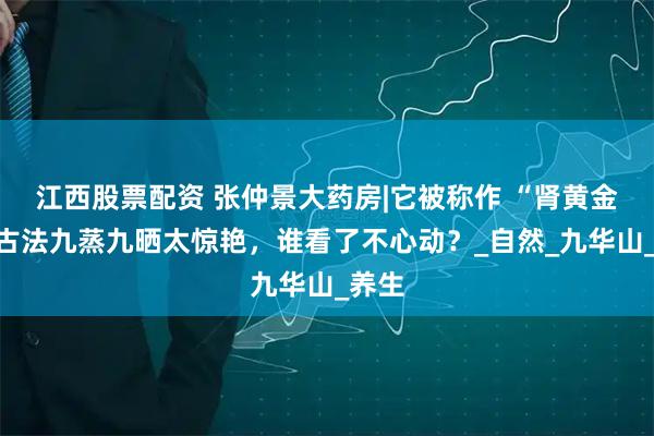 江西股票配资 张仲景大药房|它被称作 “肾黄金”，古法九蒸九晒太惊艳，谁看了不心动？_自然_九华山_养生